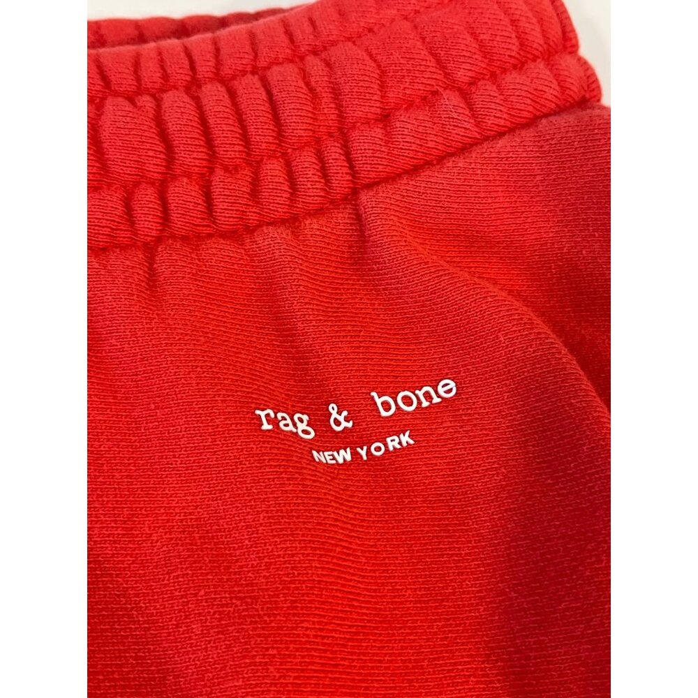 Rag & Bone Womens Red Cotton Shorts With Elastic Waistband & Logo Detail - Picture 2 of 5